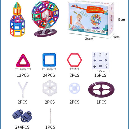 Plastic Magnetic Tiles Building Blocks Educational Toy 68pcs 5