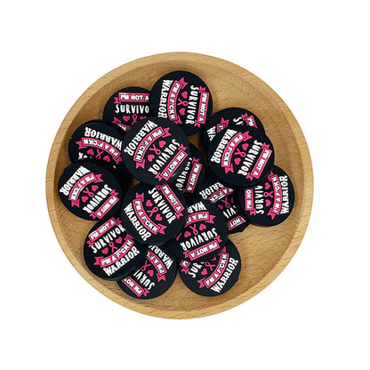 20pcs Silicone Focal Beads Survivor Warrior Text Design 2