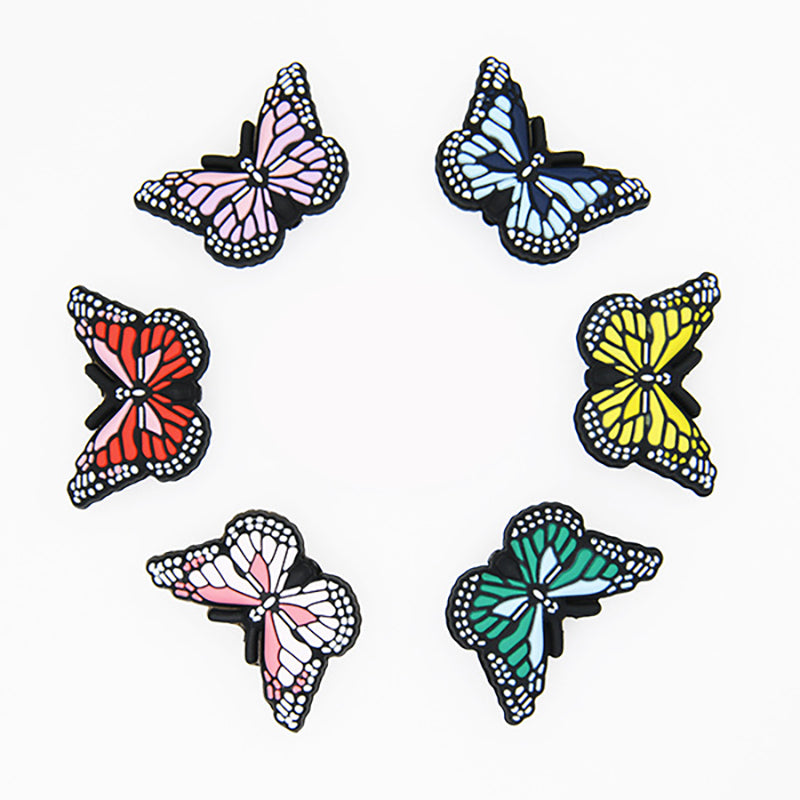 20pcs Silicone Focal Beads Butterfly Colorful Pattern Design