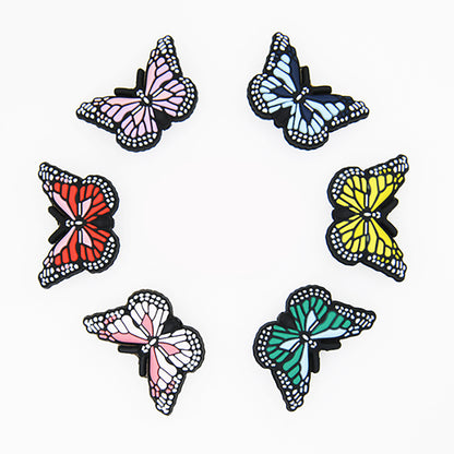 20pcs Silicone Focal Beads Butterfly Colorful Pattern Design