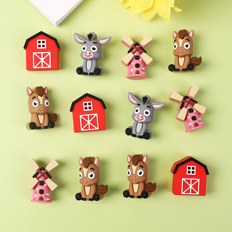 20Pcs Silicone 3D Focal Beads Farm Animal Theme Variety Set 2