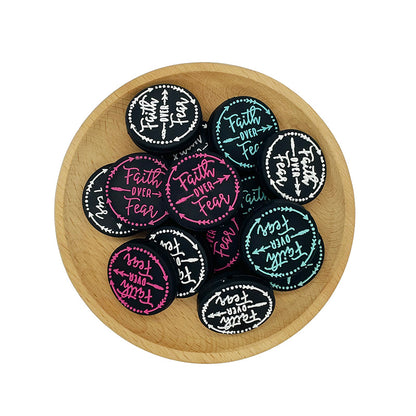 20pcs Silicone Focal Beads Faith Over Fear Printed Text Design 5