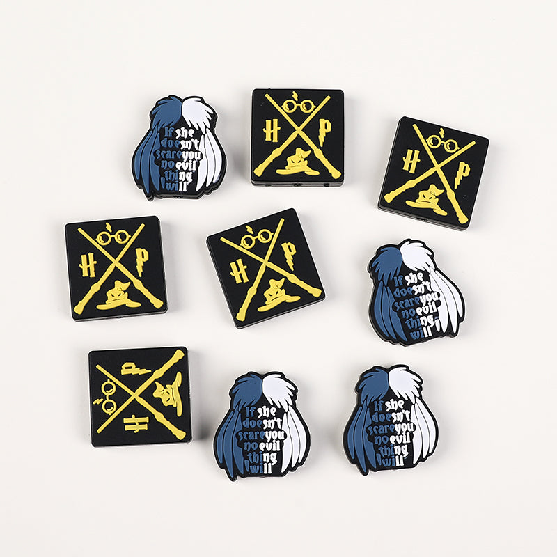 20Pcs Silicone Focal Beads Witch Magician With Printed Text 3