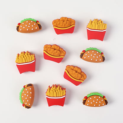 20Pcs Silicone 3D Focal Beads Fast Food Chicken Nuggets French Fries Taco 7