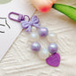 Bow Silicone Bead Wristlet Keychain with Acrylic Beads 12x4.5cm 12
