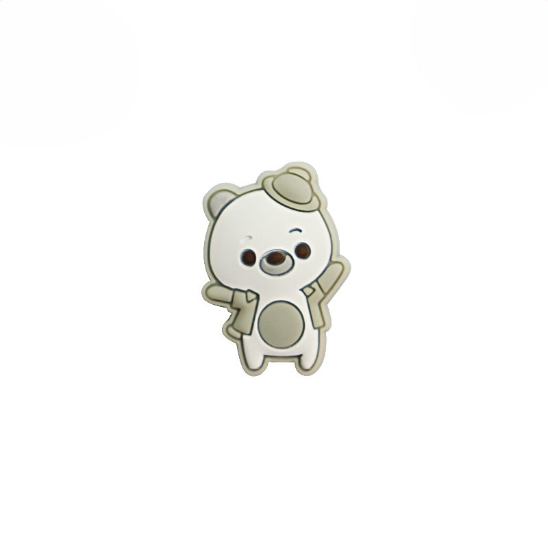 Silicone Focal Beads Dancing Bear Wearing Hat Pose 8