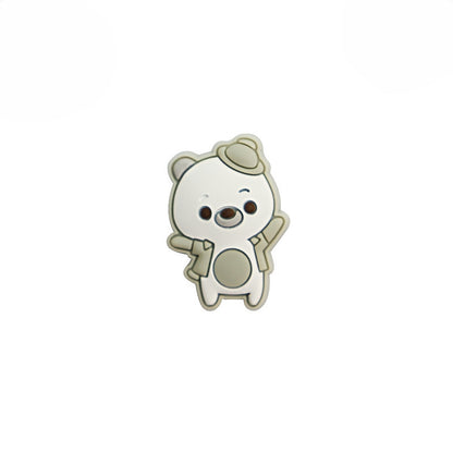 Silicone Focal Beads Dancing Bear Wearing Hat Pose 8