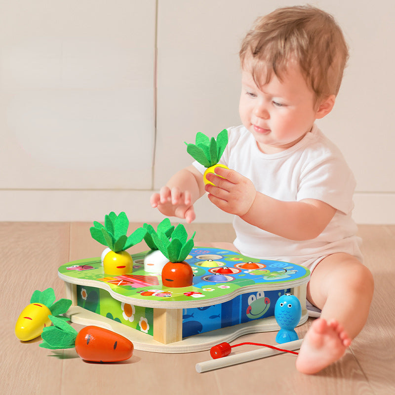 Wooden Pulling Radishes Montessori Toys Educational for Toddlers 4