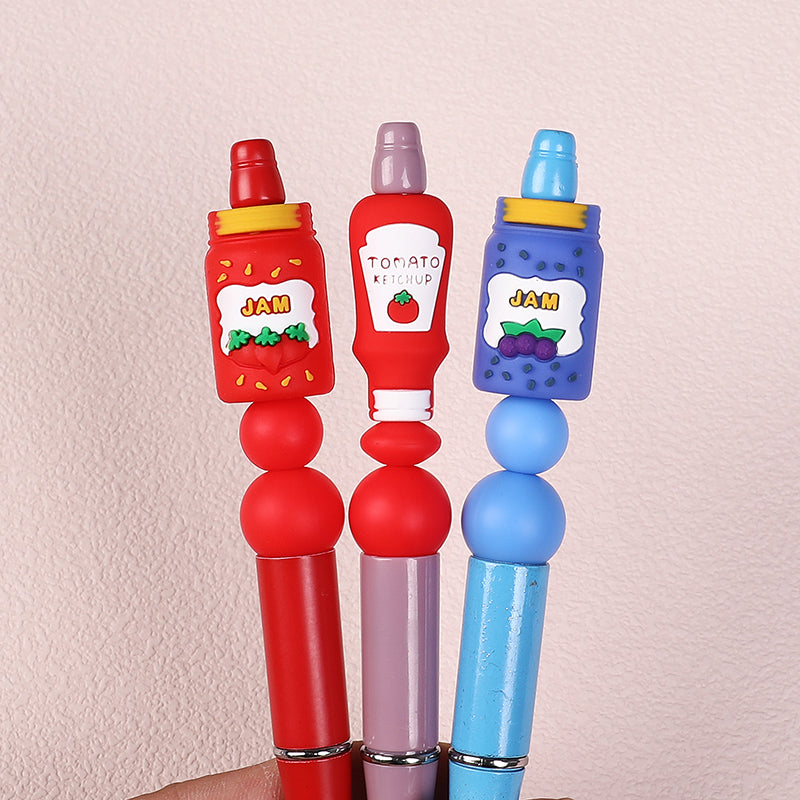 20Pcs Silicone 3D Focal Beads Jam Bottle Milk Carton Chili Sauce Design 8