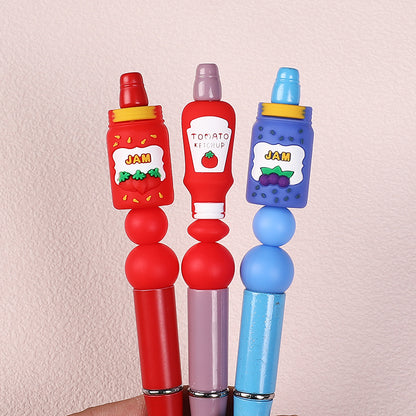 20Pcs Silicone 3D Focal Beads Jam Bottle Milk Carton Chili Sauce Design 8