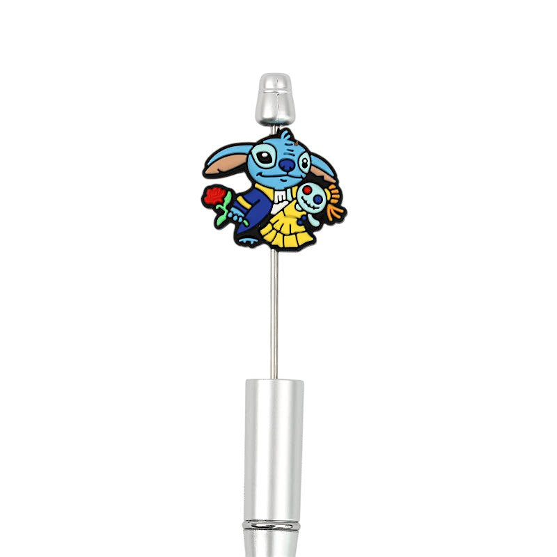 20pcs Silicone Focal Beads Blue Alien Character Large Ears Holding Doll 2