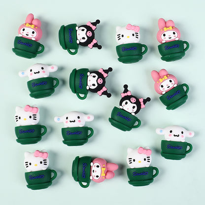 20Pcs Silicone 3D Focal Beads Green Cup Character Sitting Pose 7