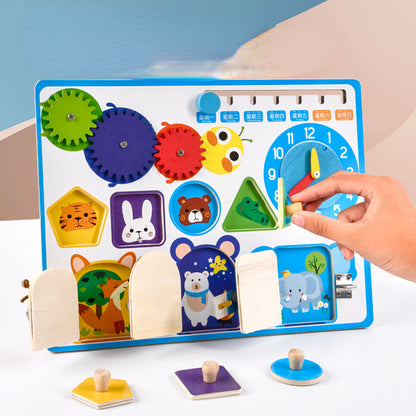 Wooden Busy Board Montessori Toys Life Skills Training 30x22.5cm 5