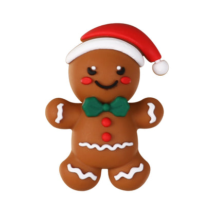 20Pcs Silicone 3D Focal Beads Christmas Themed Gingerbread Man Full Body 14