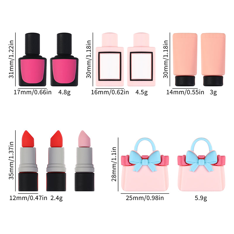 20pcs Silicone 3D Focal Beads Cosmetics Set Bow Bag and Lipstick Detail 10