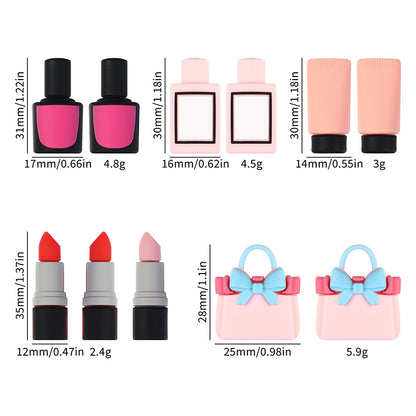 20pcs Silicone 3D Focal Beads Cosmetics Set Bow Bag and Lipstick Detail 10