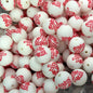 50pcs 15mm Heart Silicone Beads Red Ribbon Print