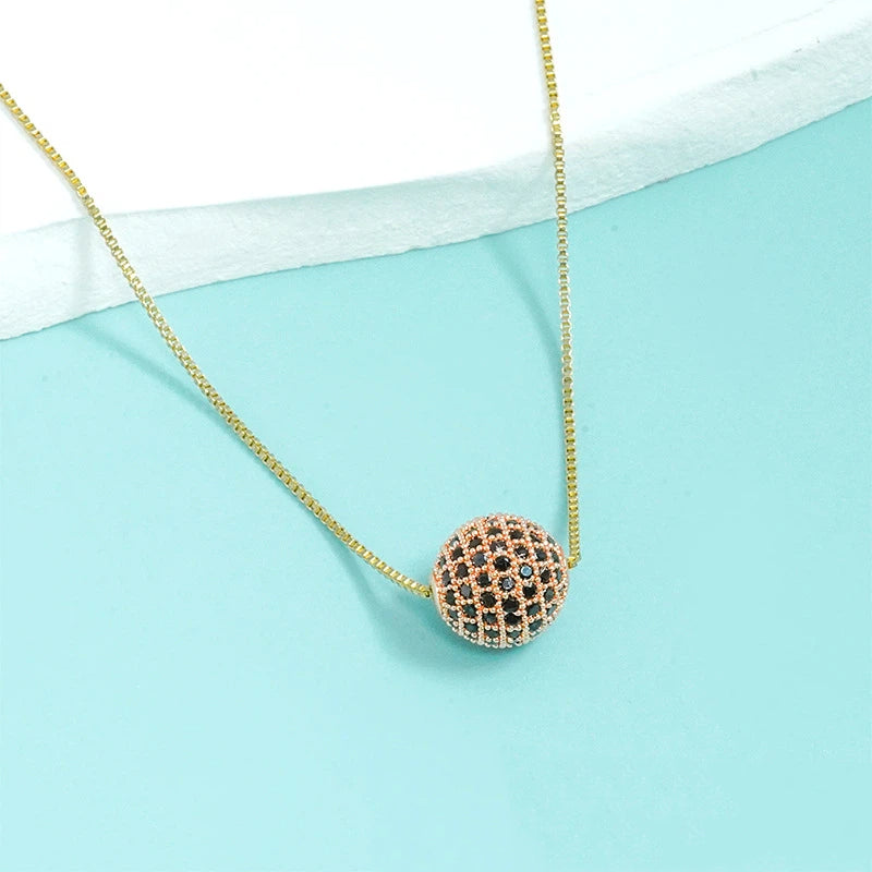5pcs 12mm Zirconia Paved Round Brass Round Beads 3