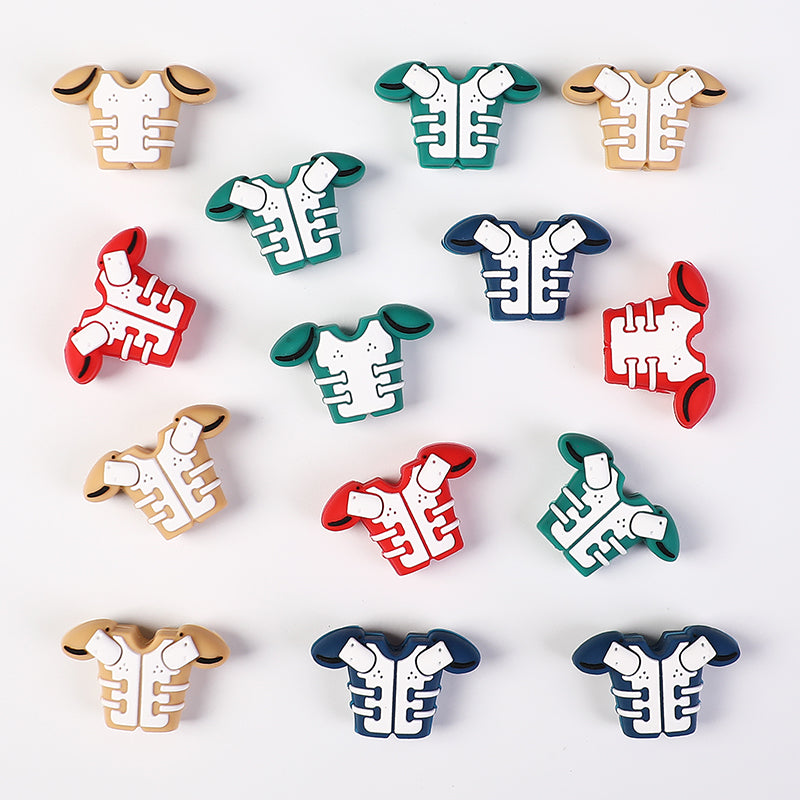 20Pcs Silicone 3D Focal Beads Color Olive Armor Front Facing 3