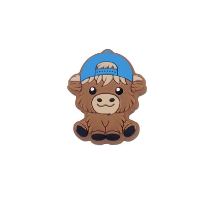 20pcs Silicone Focal Beads Bady Highland Cow Girl and Boy With Hats 9