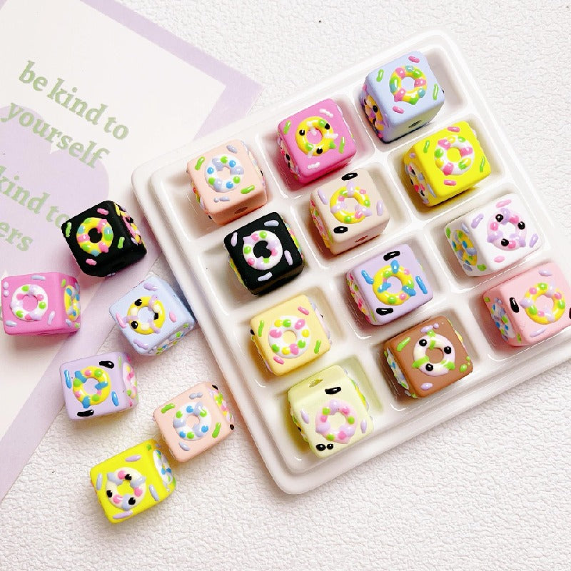 10pcs 16mm Cube Donut Acrylic Beads DIY Bracelet Making 16