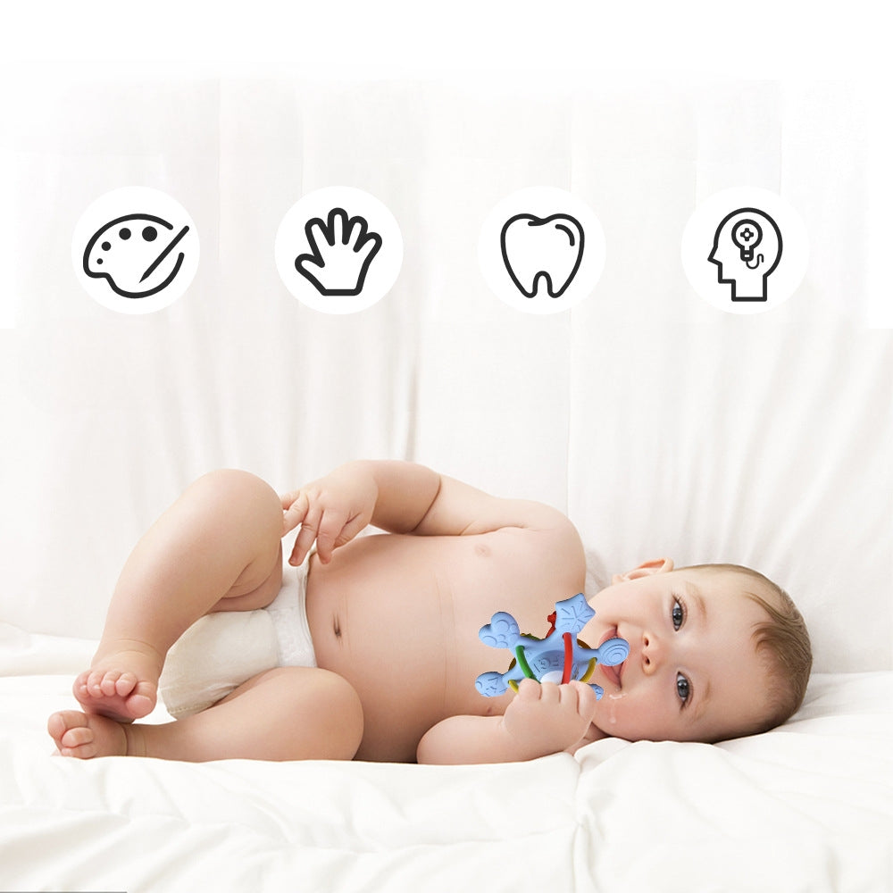 Silicone Baby Teething Toy Manhattan Rattle Hand Catch Ball 4