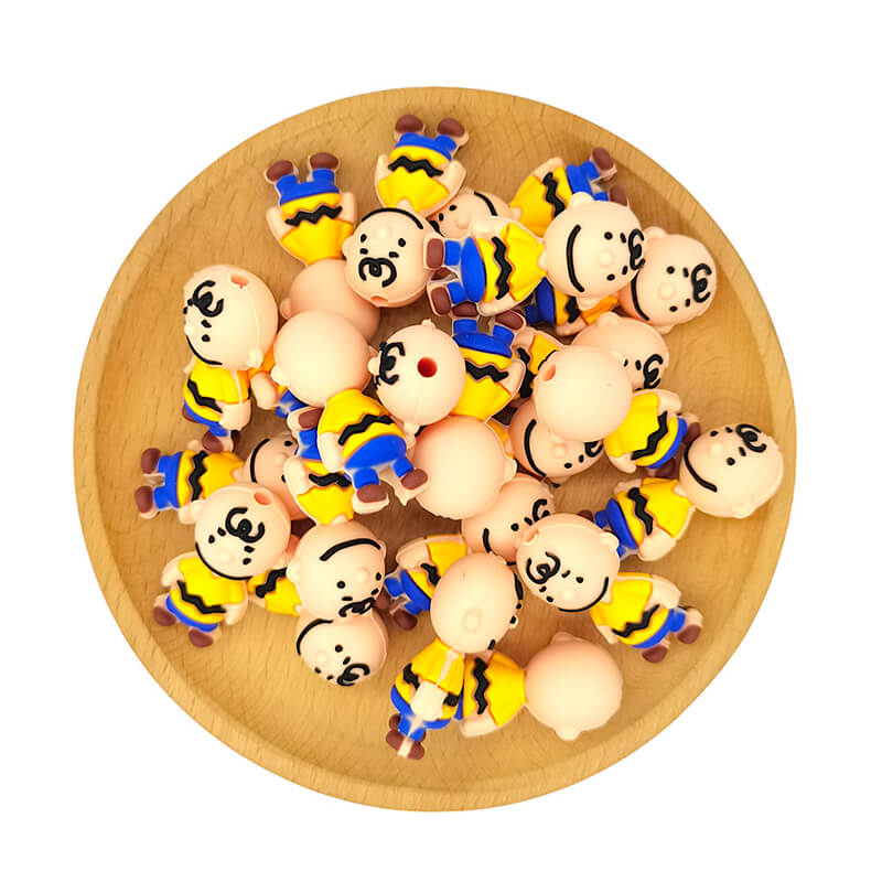 Silicone 3D Focal Beads Smiling Boy Figure Standing Pose 2