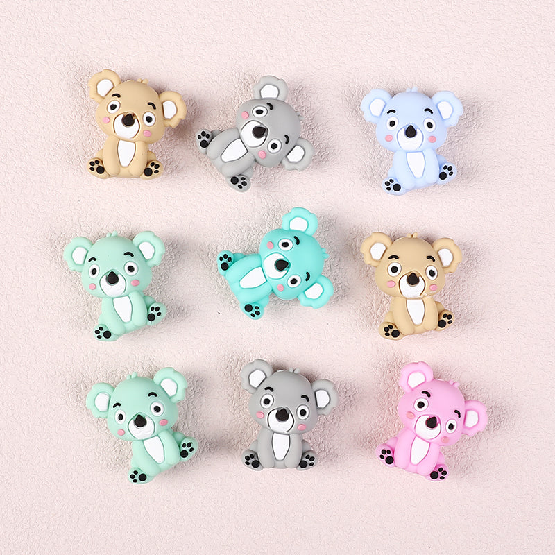 20Pcs Silicone 3D Focal Beads Sitting Koala Front Facing