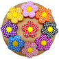 20pcs Silicone Focal Beads Plaid Floral Red Yellow Center 2