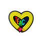20pcs Silicone Focal Beads Heart Teach Pencil with Layered Stripes