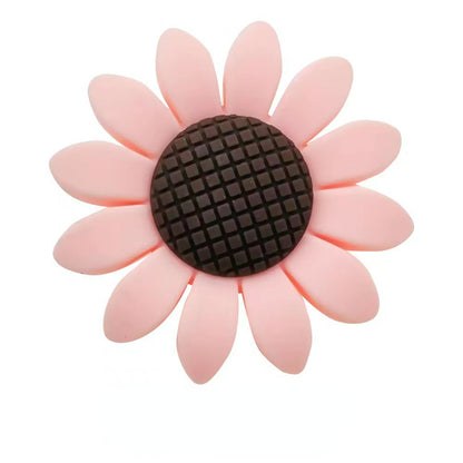 20pcs Silicone Focal Beads Sunflower Flat Design with Center Detail 7