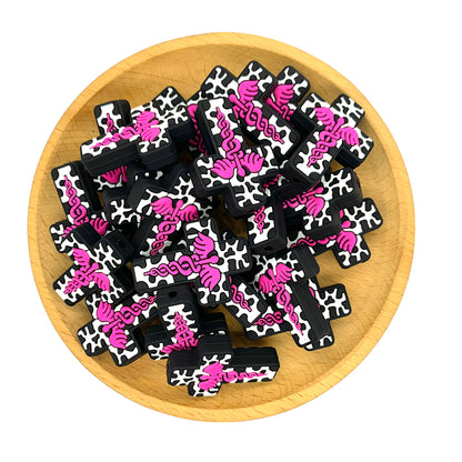 20pcs Silicone Focal Beads Nurse Cross Pink Emblem Design 2