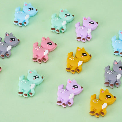 10pcs Silicone Focal Beads Deer Cartoon Cute Side Profile 2