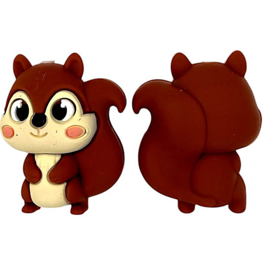 20Pcs Silicone 3D Focal Beads Brown Squirrel Front Facing
