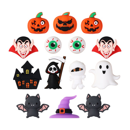 20Pcs Silicone 3D Focal Beads Halloween Themes Haunted House and Pumpkin Design 5