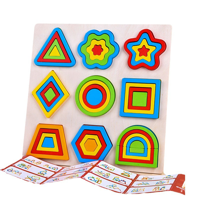 Wooden Geometric Matching Montessori Toys Educational Plate 4