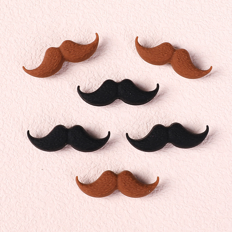 20Pcs Silicone Focal Beads Black Brown Beard Shape 5