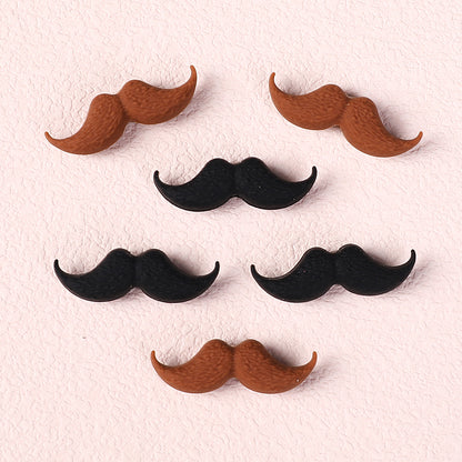 20Pcs Silicone Focal Beads Black Brown Beard Shape 5