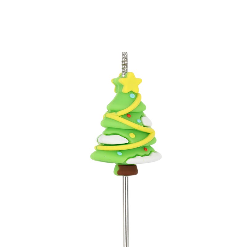 20Pcs Silicone 3D Focal Beads Christmas Tree Five Pointed Star Top 2
