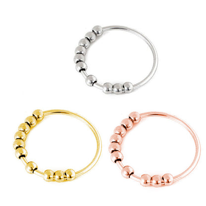 Silver Tone Fidget Ring with 10 Beads for Women US Size 5-11 3