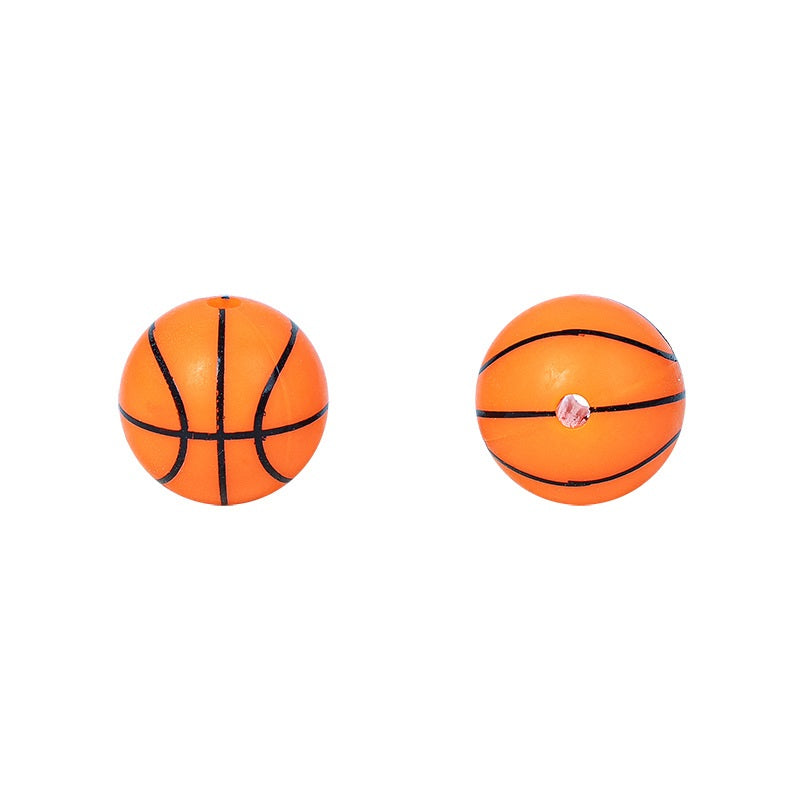 20pcs 15mm Printed Football Silicone Beads Sports Ball Design 6