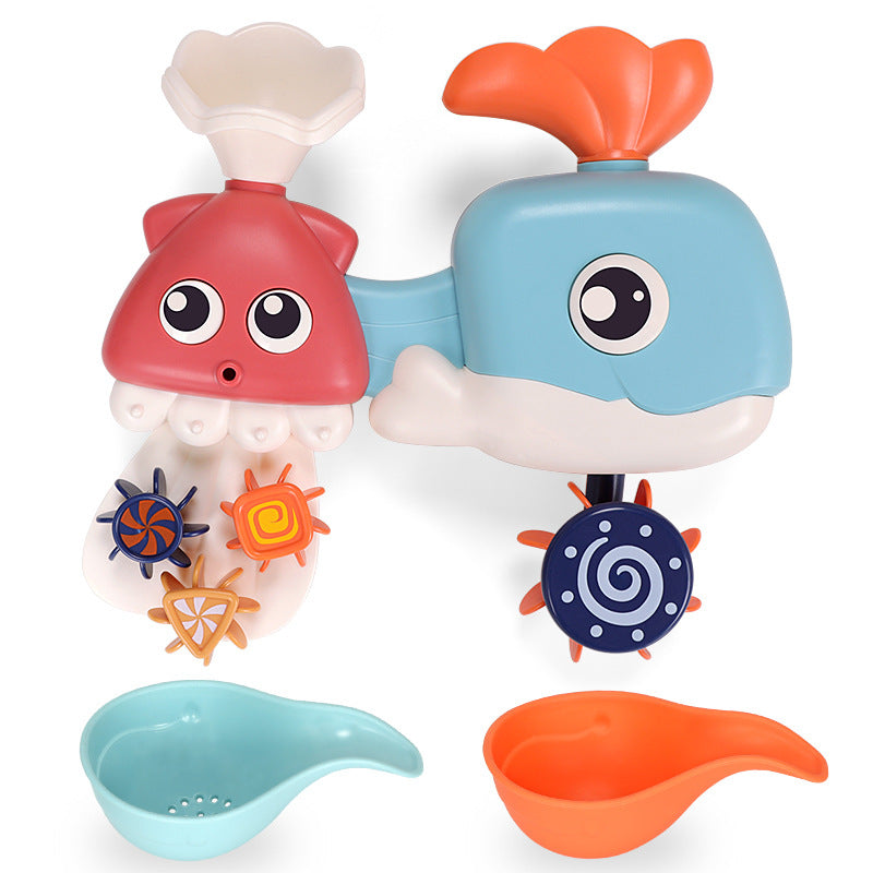 Plastic Octopus Waterwheel Bath Toy with Suction Cup