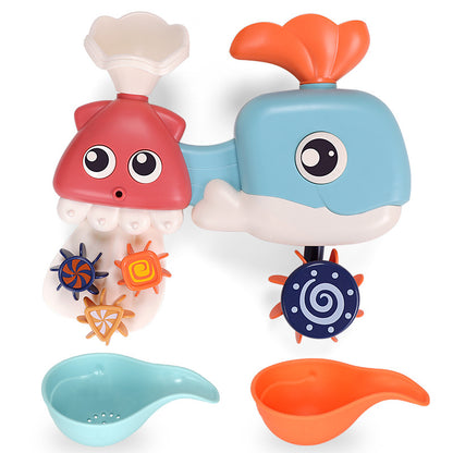 Plastic Octopus Waterwheel Bath Toy with Suction Cup