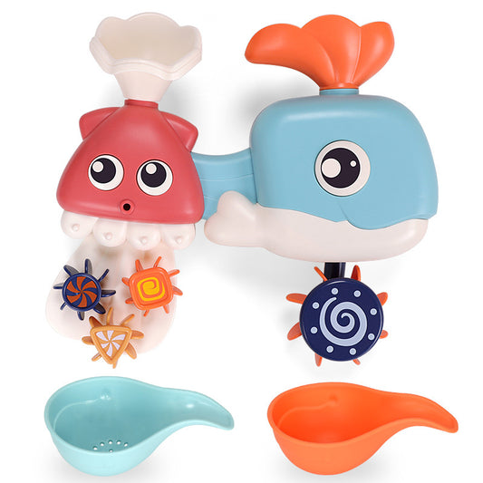 Plastic Octopus Waterwheel Bath Toy with Suction Cup