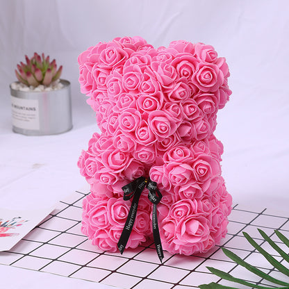 Silk Flower Rose Bear Plush Toy Gift Box 30cm 8