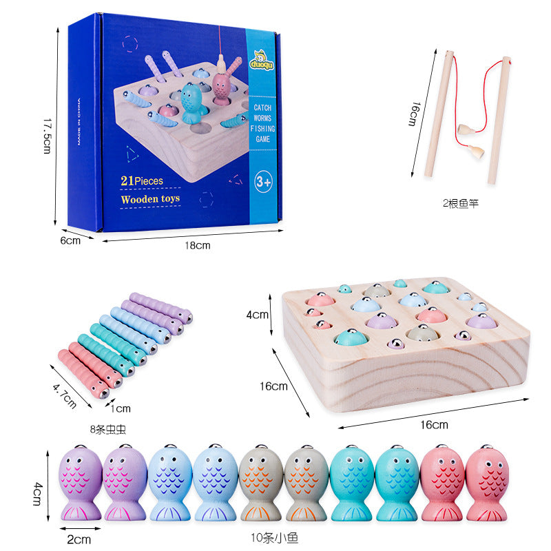 Magnetic Insect Fishing Montessori Toys Wooden Educational Toy 4