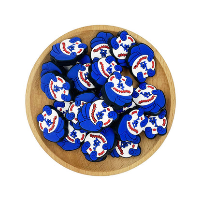 20pcs Silicone Focal Beads Baseball with Blue Glove Holding Ball 2