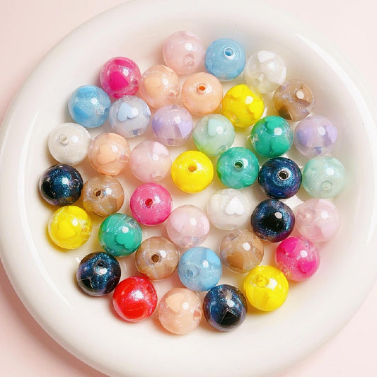 10pcs 16mm Candy Heart Acrylic Beads DIY Bracelet Making