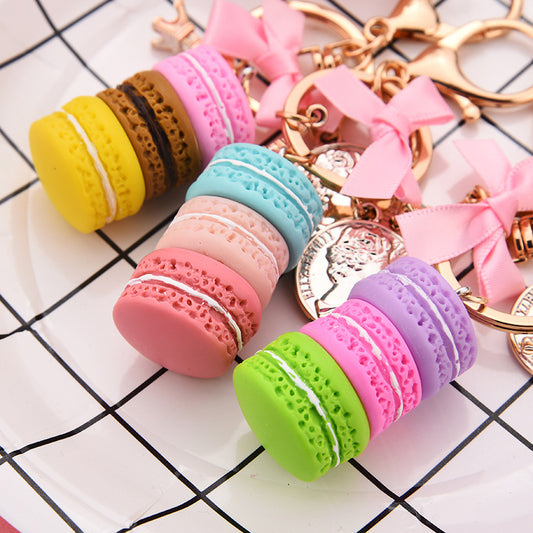 Macaron Cake Alloy Keychain Soft Pottery Charm 2 x 11.3cm