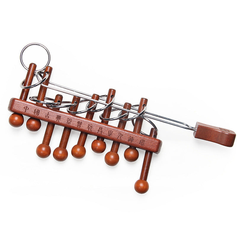 Wooden Nine Link Puzzle Educational Montessori Toy 4